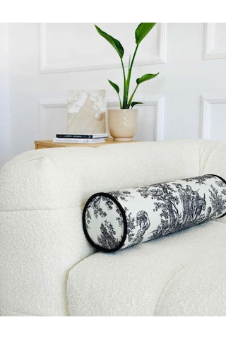 Siyah Fransız Köylüsü Keten Bolster Yastık. Silindir Rulo İc Dolgulu Fermuarlı Yastık Renkli