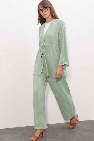 Bigdart Kadın Ayrobin Kimono Pantolon İkili Takım 30101 - E.yeşil