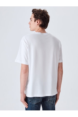 Ltb Grafik Loose Fit Beyaz T-Shırt 01222840496089_100 Beyaz