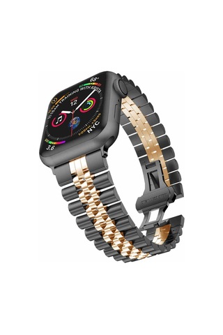 Watch Ultra 49mm Kordon Uyumlu Krd-36 Metal Strap Kayış Mkst- Gümüş-siyah