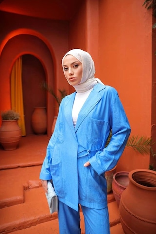 Olla Collection Bağcıklı İkili Takım Mavi