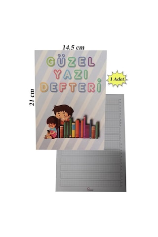 Güzel Yazı Defteri Küçük Boy 14,5x21 Cm 24 Yaprak 3 Adet Klavuzlu Standart Çizgili Yazı Defteri Dik Temel Harflerle 1. Sınıf