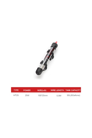 Ruicoo Akvaryum Otomatik Sıcaklık Regülatörü 25w - Su Sıcaklığını Sabit Tutar, Tamamen Suda Bulunur, Avrupalı Fiş, Cam Malzeme