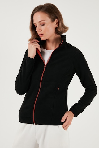 Lela Slim Fit Anti-Pilling Tüylenme Yapmayan Fermuarlı  Polar Bayan Hırka 5907012 Siyah