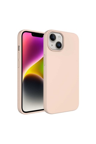 Apple Uyumlu iPhone 14 Plus Uyumlu Sıvı Teknolojili Silinebilir Sert Zore Kivi Kapak-pembe Açık -