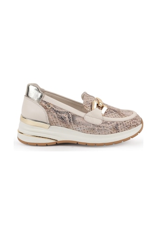 Mamma Mia Mammamia Kadın Hakiki Deri Anakonda Desenli Bej Krem Comfort Sneaker Bej-krem