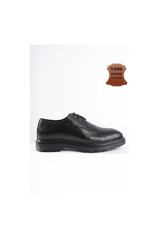 Muggo Rodilla Garantili Klasik Hakiki Deri Bağcıklı Ortopedik Erkek Casual Ayakkabı Siyah