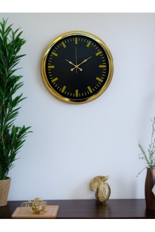Zarif Klasik Stil 40 Cm Metal Gold Duvar Saati