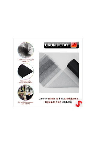 Süsleme Tülü Grek Tül, 2 Mt En X 1 Mt Uzunluk - Siyah 0-99