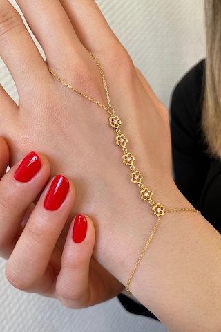 18k Altın Kaplamalı 925 Ayar Gümüş Çiçek Dizisi Şahmeran - 45100105 Altın