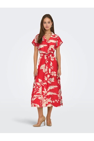 Jdy Jdytroya Life S/s Kadın Midi Elbise 15347216 Kırmızı