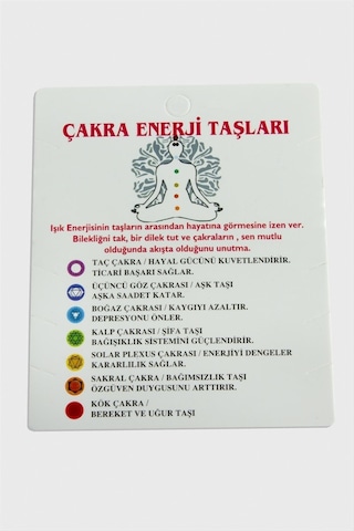 Cosmotex 3lü Çakra Enerji Taşları Bileklik Kartı-beyaz Çok Renkli