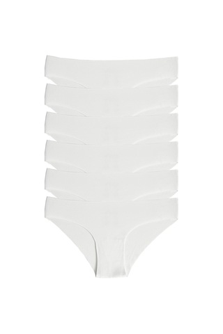 Alya Underwear Basic Lazer Kesim Kadın Bikini Külot Dikişsiz Kadın Slip - Ultra Esnek Ve Rahat 6'lı Paket Ekru