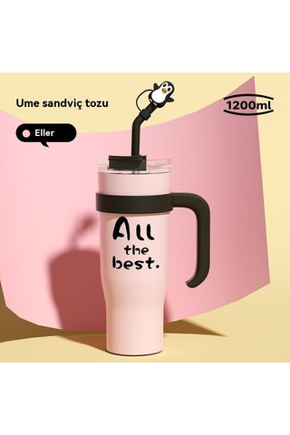 Aurora Büyük Mac Termos Bardağıbüyük Kapasiteli Öğrenci Açışına Çok Oğuk Su Bardağı Pembe