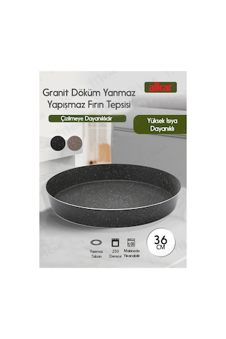 Granit Döküm Yuvarlak Fırın Tepsi Yanmaz Yapışmaz Yüksek Isıya Dayanıklı 36 Cm