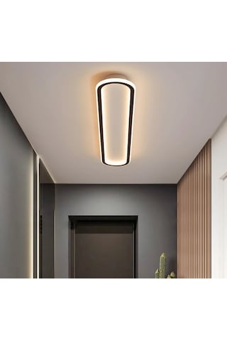 Antrasit 120x16 cm Oval Avize 3000K Sarı Işık Led Tavan Lambası
