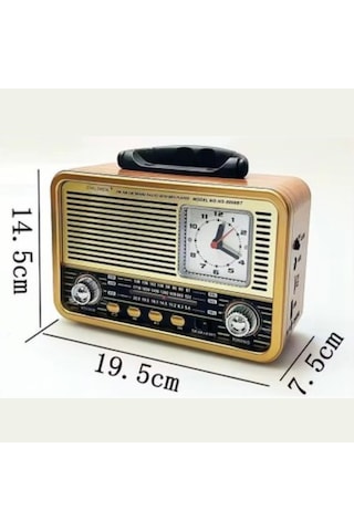 Buffer Orta Boy Saat Göstergeli Retro Ahşap Tasarım Bluetooth Hoparlörlü Radyo Fm/am Destekli, Şarjlı Ve Taşınabilir Radyo Ns-8898