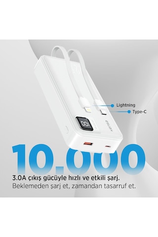 10.000 Mah Powerbank 22.5w Hızlı Şarj Destekli Siyah Renk Siyah