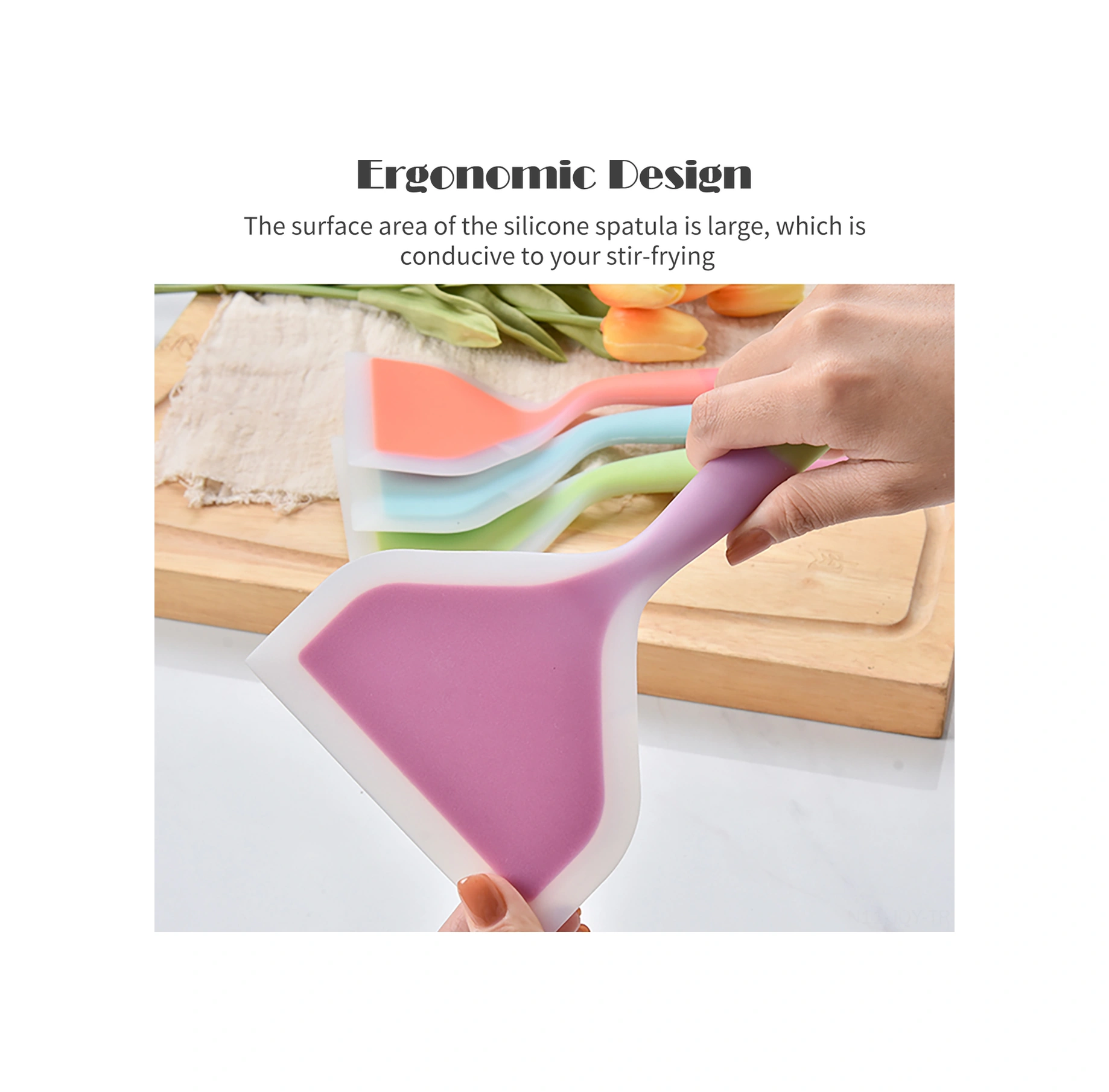 Youmex Mavi Yiyecek Dereceli Silikon Transfer Spatula, Geniş Açık Ağızlı, Teflon Kaplı Tencere Uyumlu, Temizliği Kolay, Evde Ve Pastane Mutfak Araçları Mavi