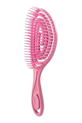 Koodmax Oval Esnek Dolaşık Önleyici Buğday Samanı Saç Açma Ve Tarama Fırçası - Pembe
