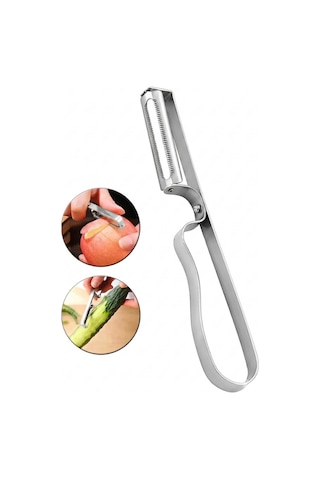 Mucit Home Gümüş Yan Soyacak Patates Sebze Soyacağı Paslanmaz Çelik Ergonomik Pratik Soyma Aparatı