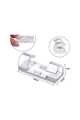 20'li Yapışkanlı Kablo Sabitleyici Şeffaf Klips Çok Renkli