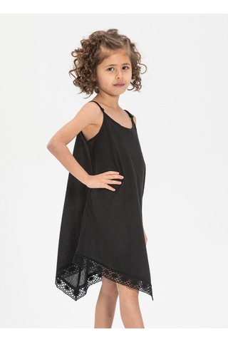 Çağla Şile Bezi Kız Çocuk Elbise Siyah Syh