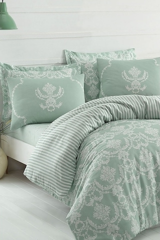 Enlora Home Kolay Ütülenir Pure Çift Kişilik Nevresim Takımı Su Yeşili Yeşil