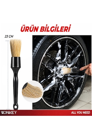 Wonkey - Oto Detay Temizlik Fırçası Klima Izgarası, Havalandırma Menfezi, Torpido, Konsol, Jant Ve Bijon Araları İçin Yumuşak Kıllı Araç Temizleme Fırçası 1