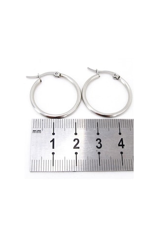 21 MM Kadın Halka Çelik Küpe Çifti Italyan Kilitli Mse25 Sarı