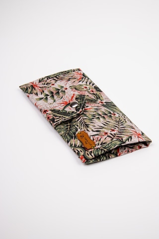 Fabric Craft Bag Kadın Kumaş Cüzdan Duck Kumaş Tropikal Desenli Kartlık Fermuarlı Uzun Cüzdan Haki Yeşil