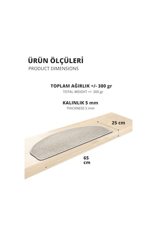 Yarım Ay Bukle Halıdan Ekonomik Basamak Ve Merdiven Paspası 16'lı - Bej Null