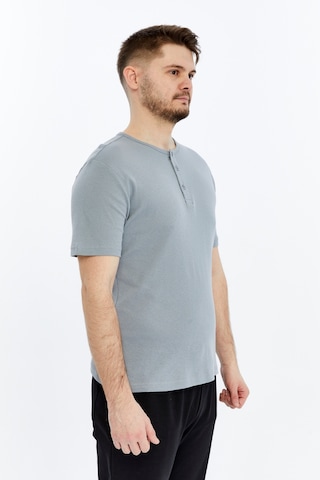 Erkek Henley Yaka %100 Pamuklu Dokulu Kumaştan Kısa Kollu Günlük Basic Tişört Gri