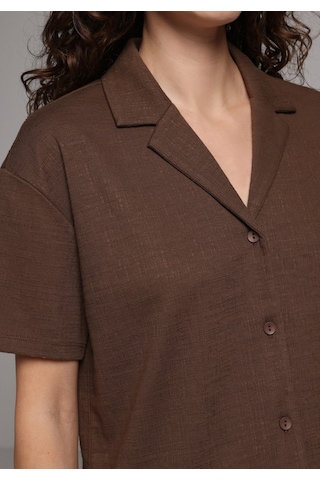 Colin's Colins Regular Fit Polo Yaka Düz Kadın Kahverengi Kısa Kol Tişört Cl1081222 Q1.v1 Brw