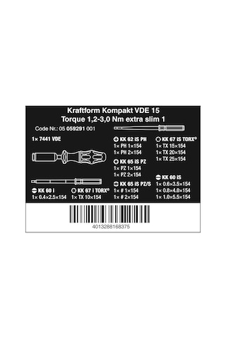 Wera Kraftform Kompakt Vde İzoleli Torklu 1.2-3.0 Tornavida Set 05059291001