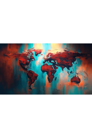 Dünya Harita Tablosu 05 Çerçevesiz 90x60cm Pvc Tablo