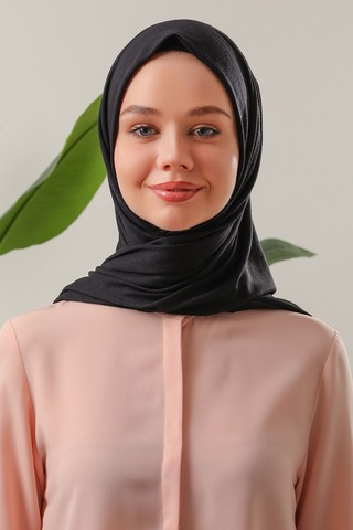 Melodi Scarf Tesettür Penye Şal Siyah Siyah