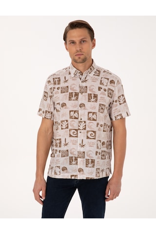 Pierre Cardin Erkek Kahverengi Gömlek Kısa Kollu 50301507-vr197 Kahverengi