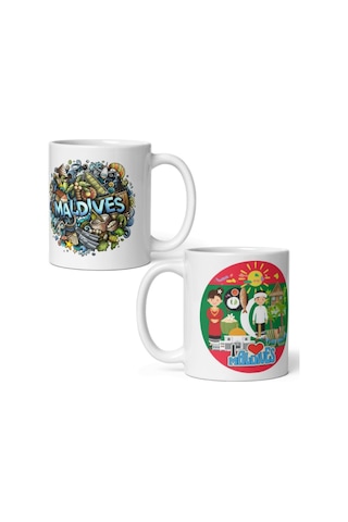Maldivler Kupa Bardak 2 Adet Seyahat Hatıra Maldives Mug