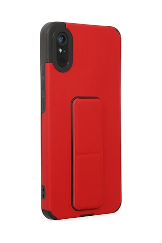 Cosmotex Newface Xiaomi Redmi 9a Kılıf Mega Standlı Silikon - Kırmızı