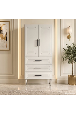 Biarritz Çok Amaçlı Dolap 60 Cm 2 Kapak 3 Çekmece Soft Beyaz - Çok Amaçlı Raflı Dolap