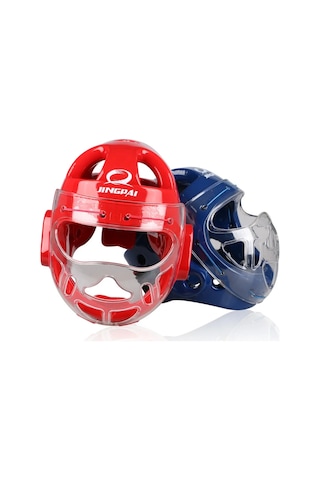 Tam Yüz Baş Koruma Karate Kask Tekvando Şapka Mma Kick Boks Kafa Kırmızı