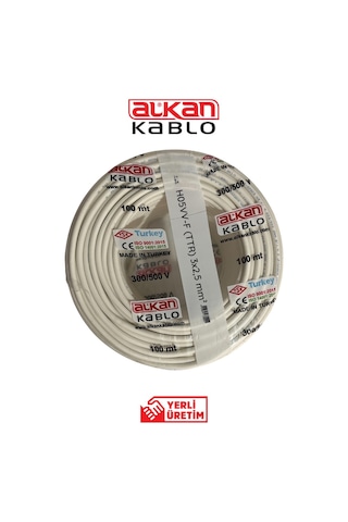 3x1,5 Mm² H05vv-f Ttr Kablo Beyaz %100 Bakır 50 Metre