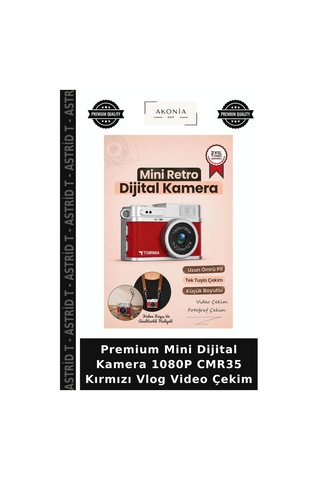 Premium Mini Dijital Kamera 1080p Cmr35 Kırmızı Vlog Video Çekim