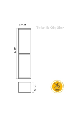 Galata Boy Dolabı Beyaz 140X35X34 Cm Çok Renkli