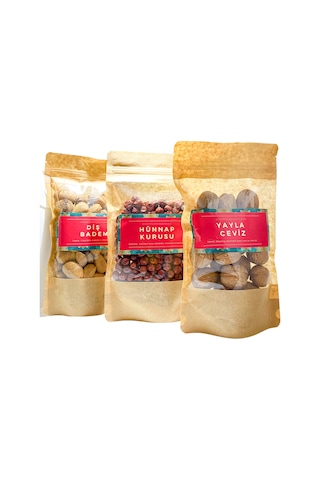 Guruyemiş Box Tuzlu Atıştırma Paketi Badem 400 G Hünnap 200 G Ceviz 250 G