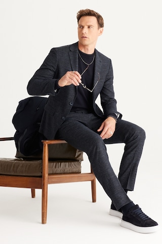 Altınyıldız Collectıon Erkek Lacı Slim Fit Dar Kesim Mono Yaka Yünlü Desenli Takım Elbise