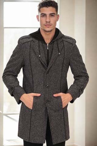 Plt9334 Dewberry Erkek Palto-desenli Gri Desenli Gri