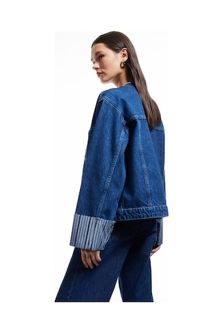 Koton Çift Cepli Bisiklet Yaka Kolları Katlı Düğmeli Denim Ceket Koyu İndigo 5sal50029md Dark Indigo İndigo