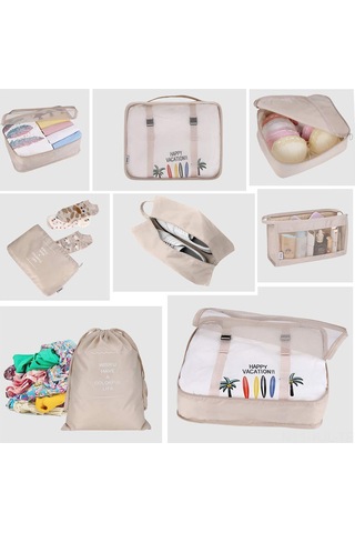 Gajeena Seyahat Organizasyon Çantası 8 Parça Set - Çok Amaçlı Kalın Kumaş Çanta, Gri Renk Seçeneği Gri